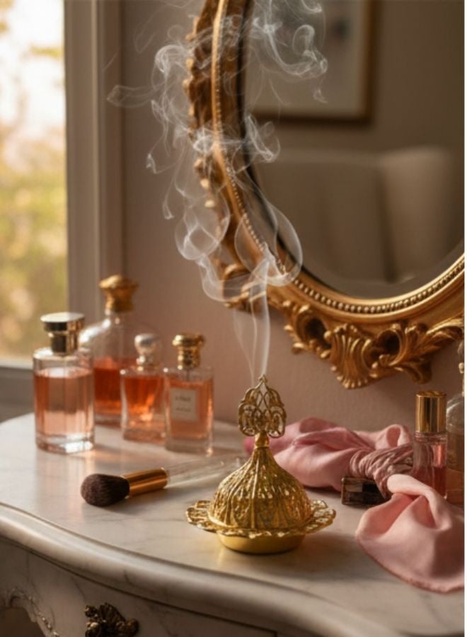 Golden Arabic Incense Burner – Elegant Metal Incense Holder Made of High-Quality Iron with Removable Lid – Perfect for Evenly Spreading Fragrance, Home Decor, Special Occasions & Luxurious Gift for Friends and Family - Image 4